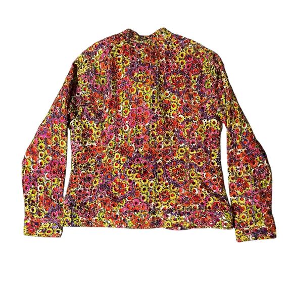 Chico's Women's Rainbow Eyelet Button-Up Blazer Multicolored 100% Cotton Size 1 - Picture 7 of 10